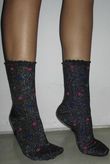 Star Scalloped Glitter Socks Black Silver